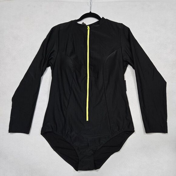 torrid Other - Torrid Black Long Sleeve Swimsuit with Yellow Zipper 2X